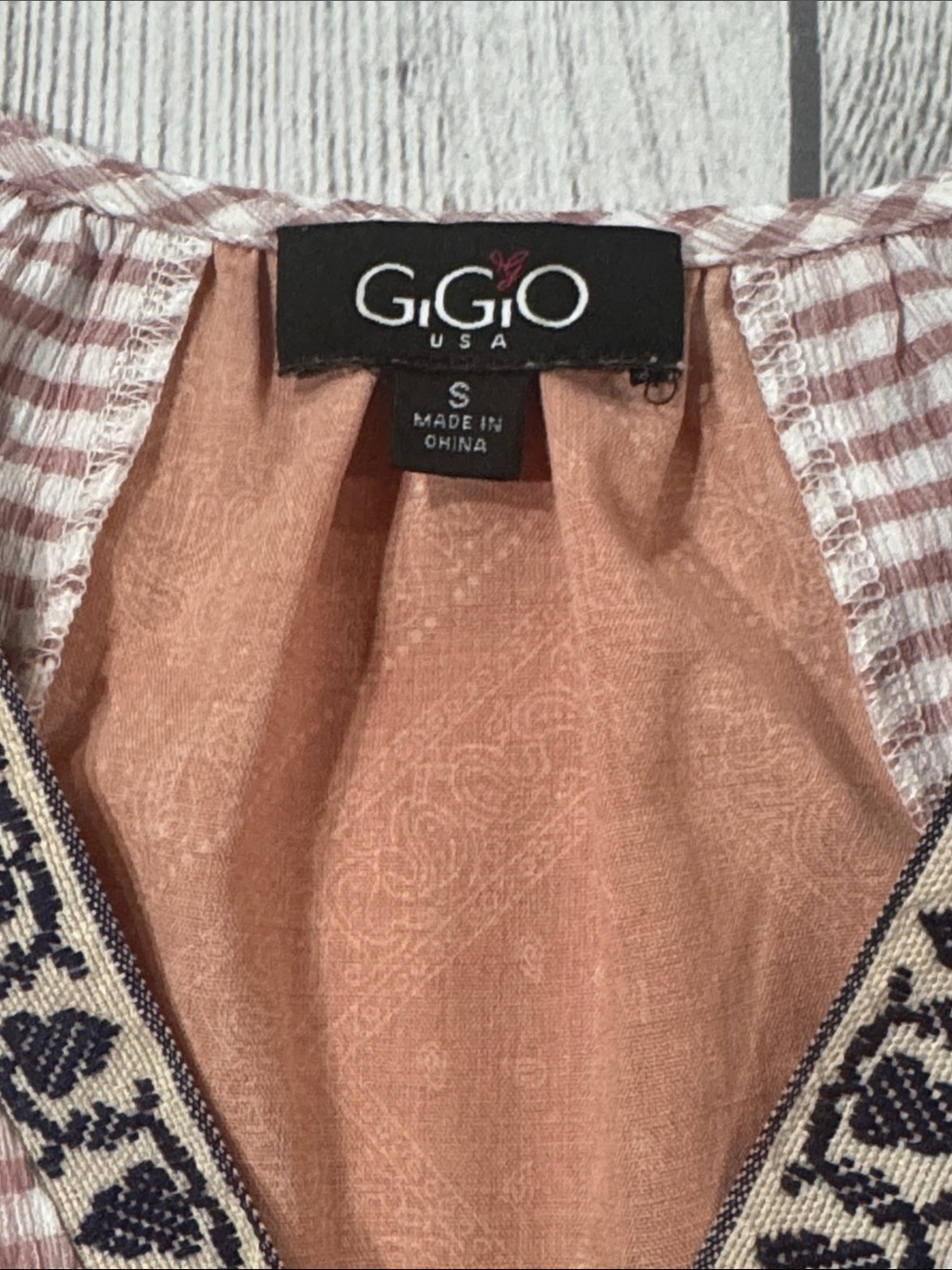 Gigio Peach Patchwork Bandana Print Oversized Tassel Trimmed Tunic Top - Picture 2 of 6